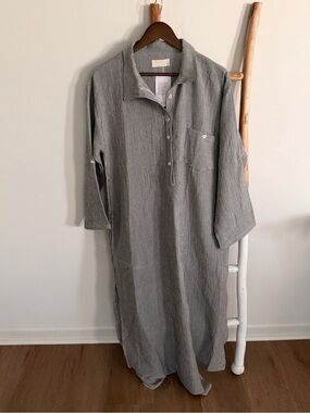 100% Muslin Cotton Maxi Shirt Dress